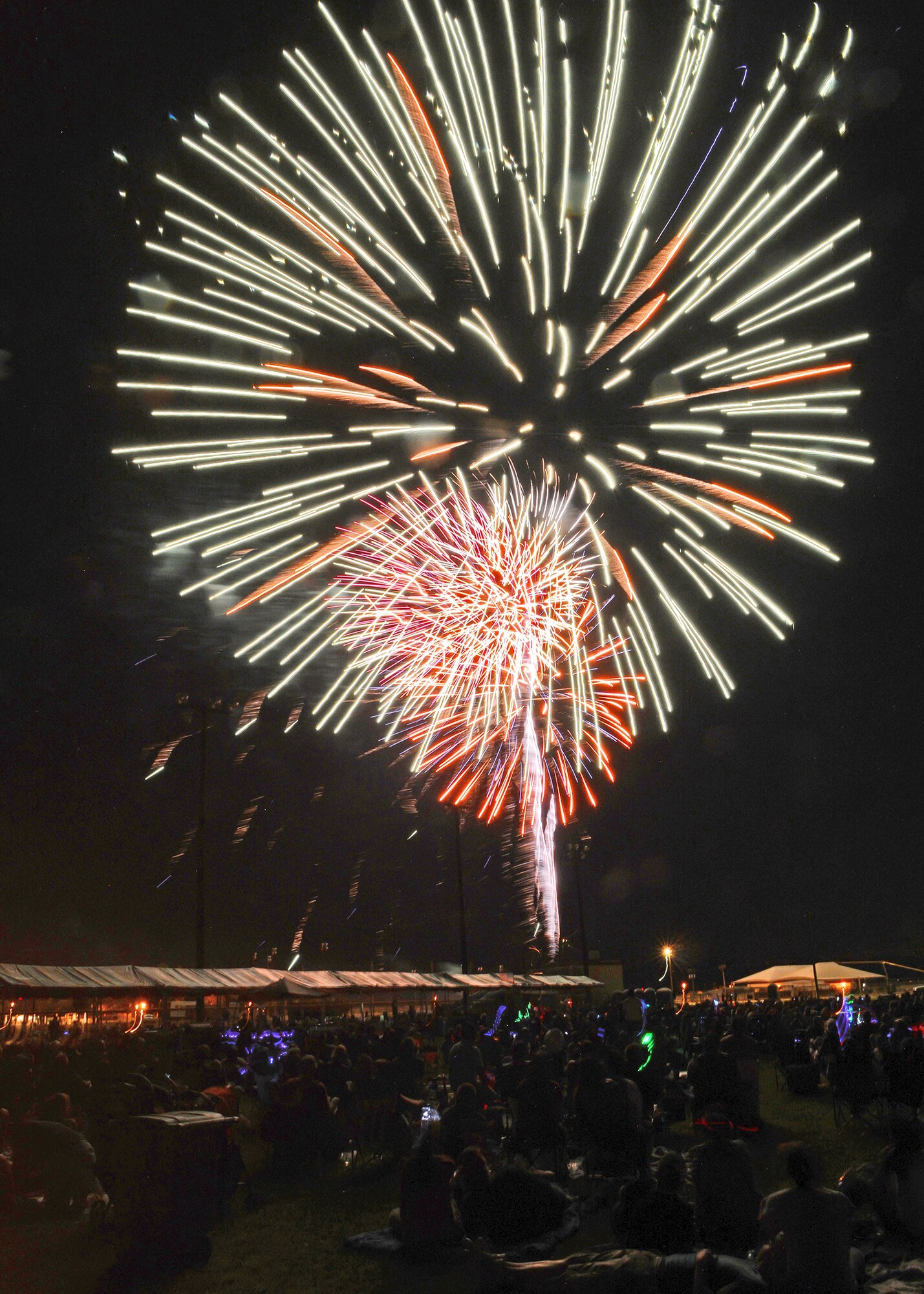 Despite the windy conditions, the fireworks extravaganza, which was accompanied by patriotic music, culminated the 2014 Freedom Fest at Edwards July 4. (U.S. Air Force photo by Jet Fabara)