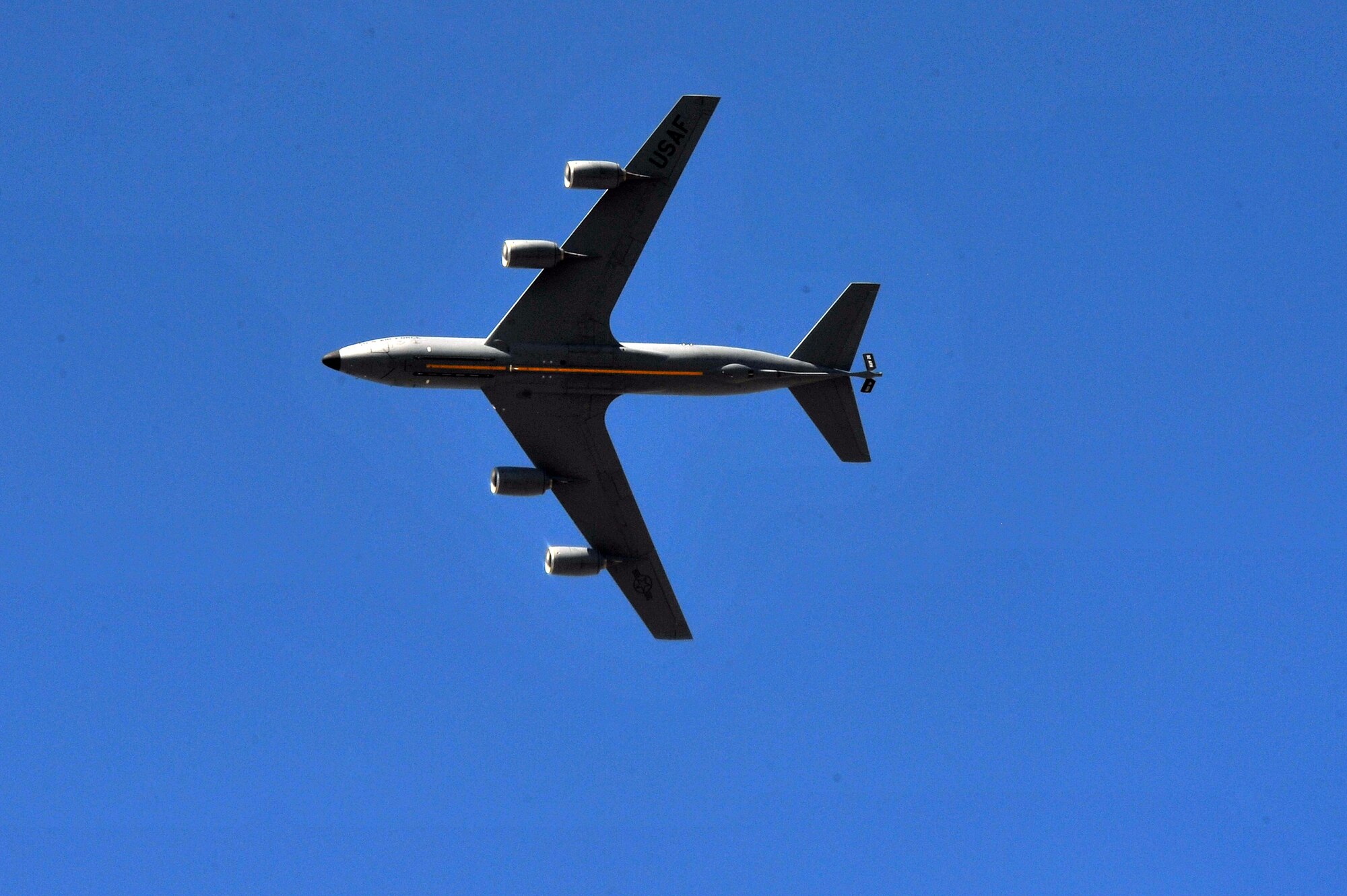 Members from the 509th Weapons Squadron fly a KC-135 Stratotankers during a training mission to execute minimum interval takeoff procedures for the first time in twenty years reduced July 8, 2014 at Fairchild Air Force Base, Wash.  The 509th WPS mission is to provide the world's most advanced training in weapons and tactics employment to officers of the Air Force. (U.S. Air Force photo by Staff Sgt. Veronica Montes/Released)
