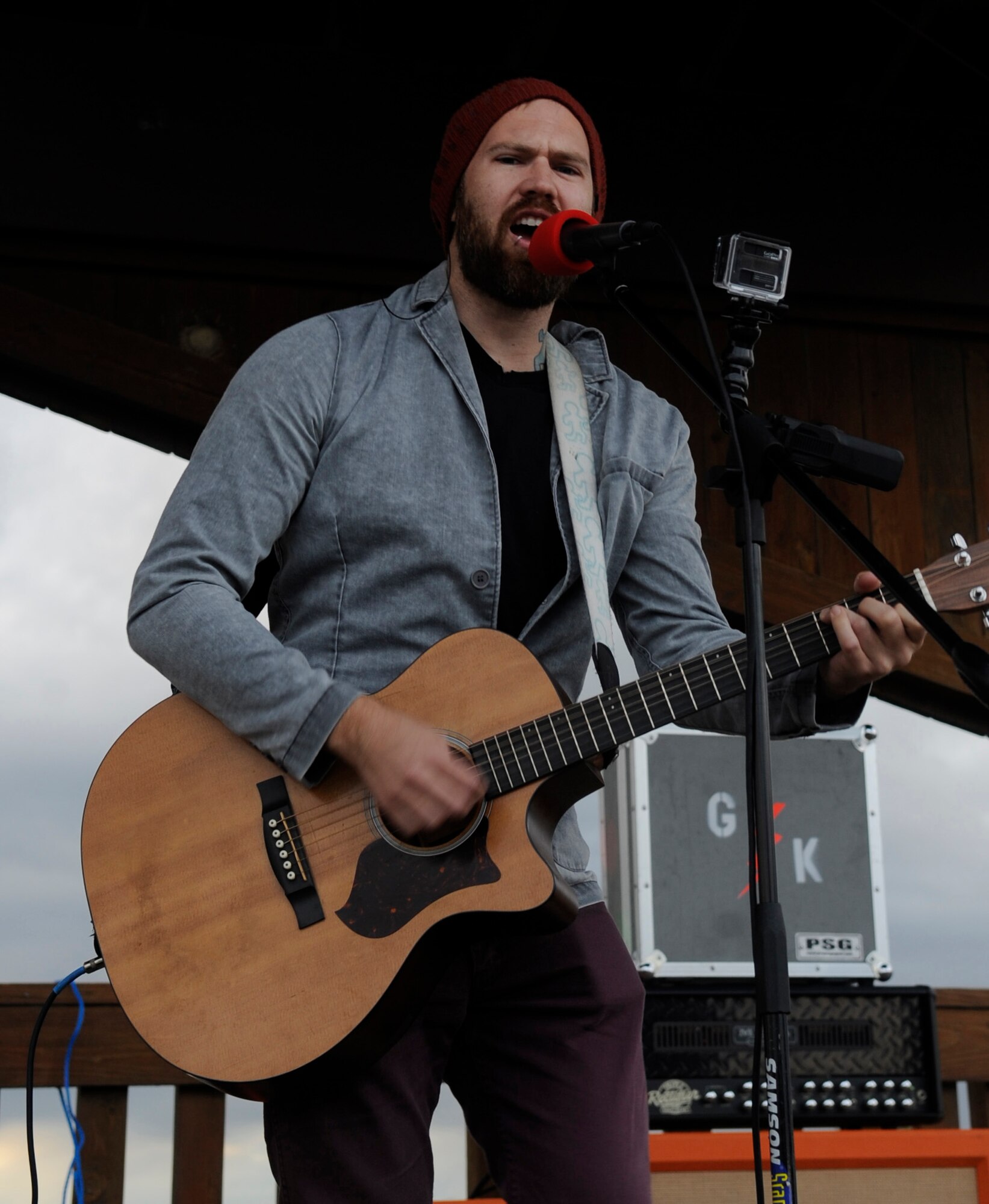 Gabe Kubanda performs at the Independence Day Celebration at Whiteman Air Force Base, Mo., July 2, 2014. Gabe was featured as a cast member on VH1 Classic’s Rock N Roll Fantasy Camp reality show. (U.S. Air Force photo by Staff Sgt. Alexandra M. Boutte/Released)