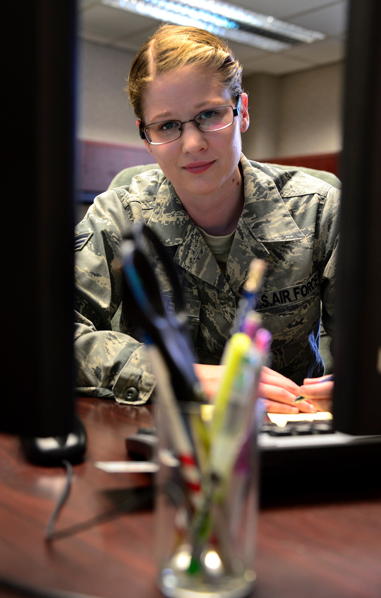 Senior Airman Kaitlin Sarver, 48th Fighter Wing command section knowledge operator, was nominated for a Liberty Spotlight because she displays all Air Force Core values. (U.S. Air Force photo by Airman 1st Class Dawn Weber/Released)