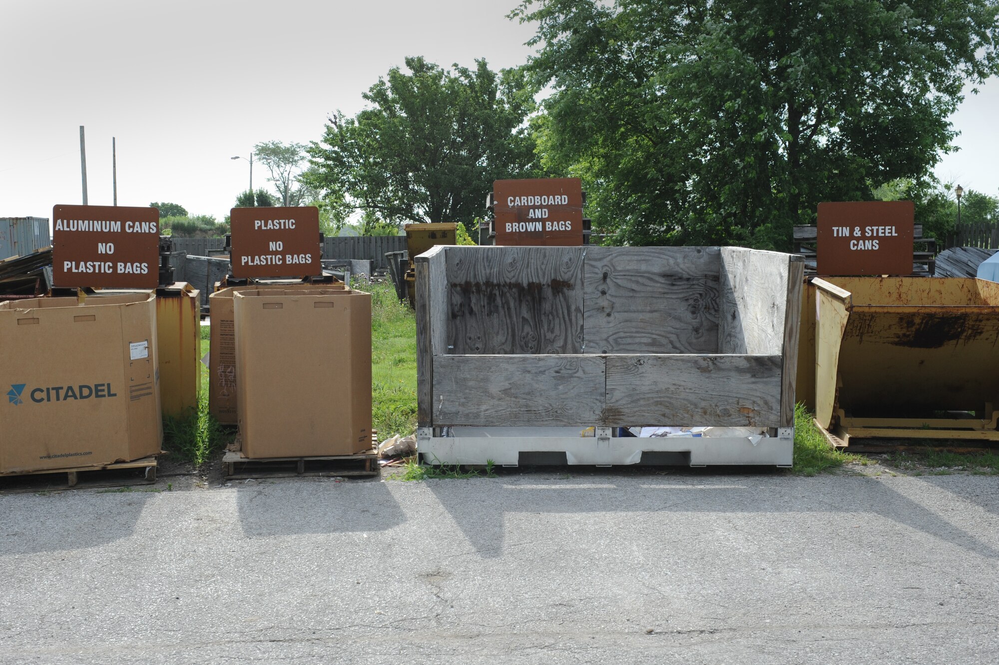 The recycling center at Scott is open from 7:30 a.m. to 4 p.m. Monday through Friday, and is located at 34020 New Mexico Street.  Trucks also pick up recyclables from 60 locations on base.(U.S. Air Force photo/ Senior Airman Sarah Hall-Kirchner)