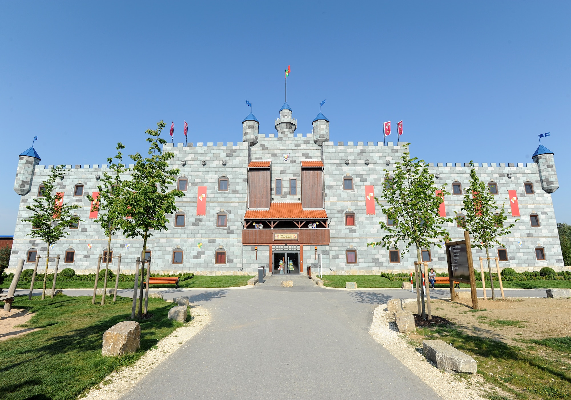 A large castle sits at the back end of the Legoland resort in Gunzburg, Germany. The castle is one of two within the resort complex. Visitors can also stay in duplex suites during their stay. (U.S. Air Force photo/Staff Sgt. R.J. Biermann) 