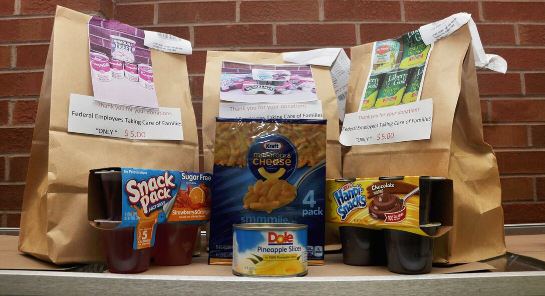 Marine Corps Logistics Base Albany Commissary is collecting food and personal items for the annual “Feds Feed Families” food drive through Aug. 31. Authorized shoppers can purchase the pre-made bags for $5.
