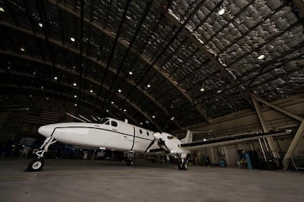 A C-12J Huron aircraft sits in a hangar on Joint Base Elmendorf-Richardson, July 8, 2014. The pictured aircraft is one of only three C-12J’s in the U.S. Army’s inventory. The Alaska Army National Guard took possession of the C-12J in June to expand its passenger transportation capability.