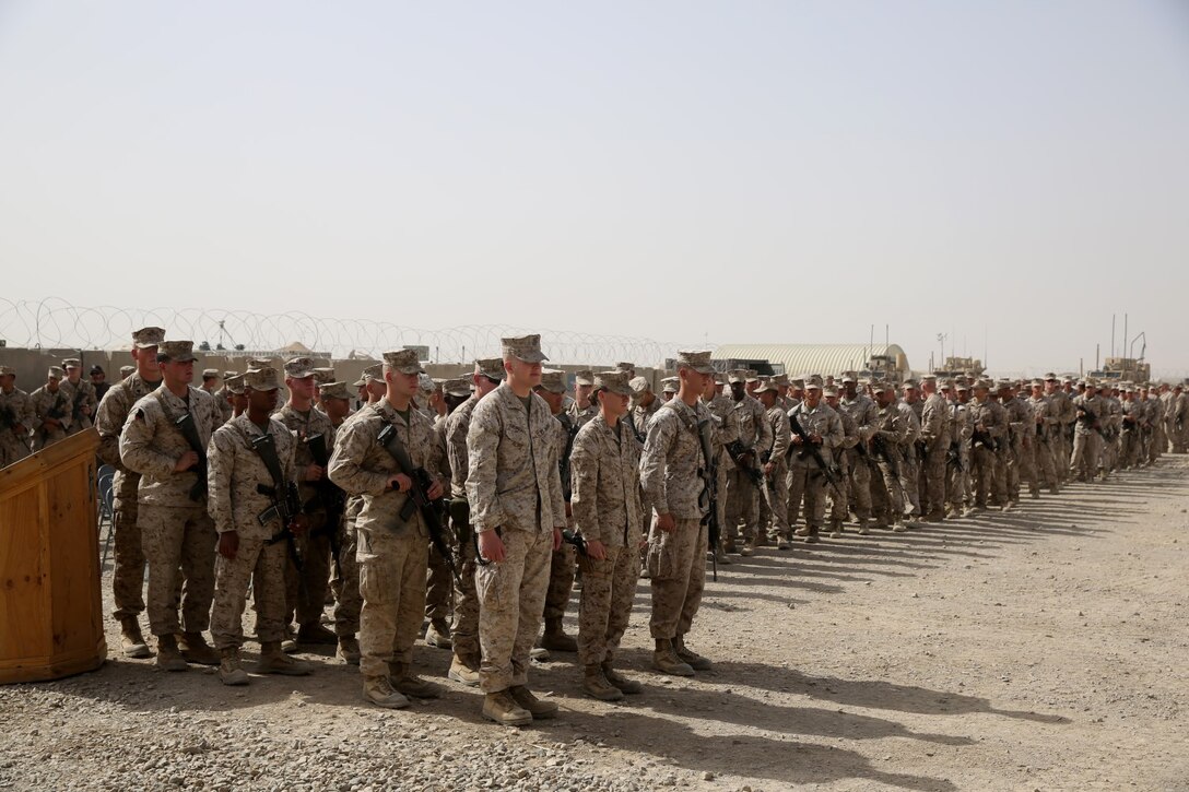 Marines with 1st Battalion, 7th Marine Regiment, line up to pay their respects to Sgt. Thomas Z. Spitzer during a memorial ceremony aboard Camp Leatherneck, July 2, 2014. The memorial was in honor of Spitzer, a professionally instructed gunman with Scout Sniper Platoon, 1st Bn., 7th Marines, who was killed while conducting combat operations in Helmand province, Afghanistan, June 25, 2014.
(U.S. Marine Corps photo by Cpl. Joseph Scanlan / released)