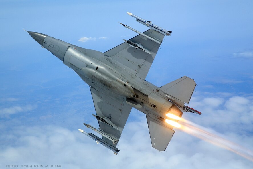 An F-16 Fighting Falcon from the 36th Fighter Squadron flies over the Republic of Korea, May 14, 2014. (Courtesy Photo/John M. Dibbs)