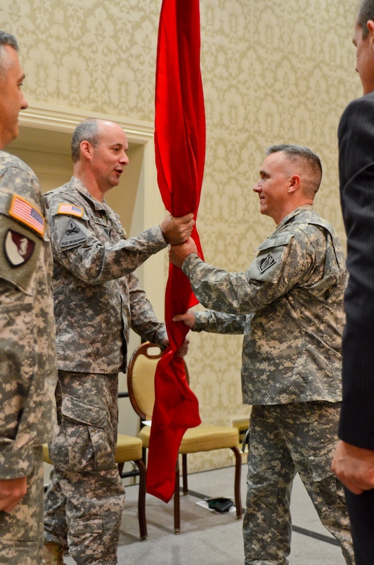 Lt. Col. Timothy R. Vail assumes command of the U.S. Army Corps of Engineers, Walla Walla District, from Northwestern Division Commander Brig. Gen. John S. Kem during a change-of-command ceremony held in Walla Walla, Wash., on July 11.