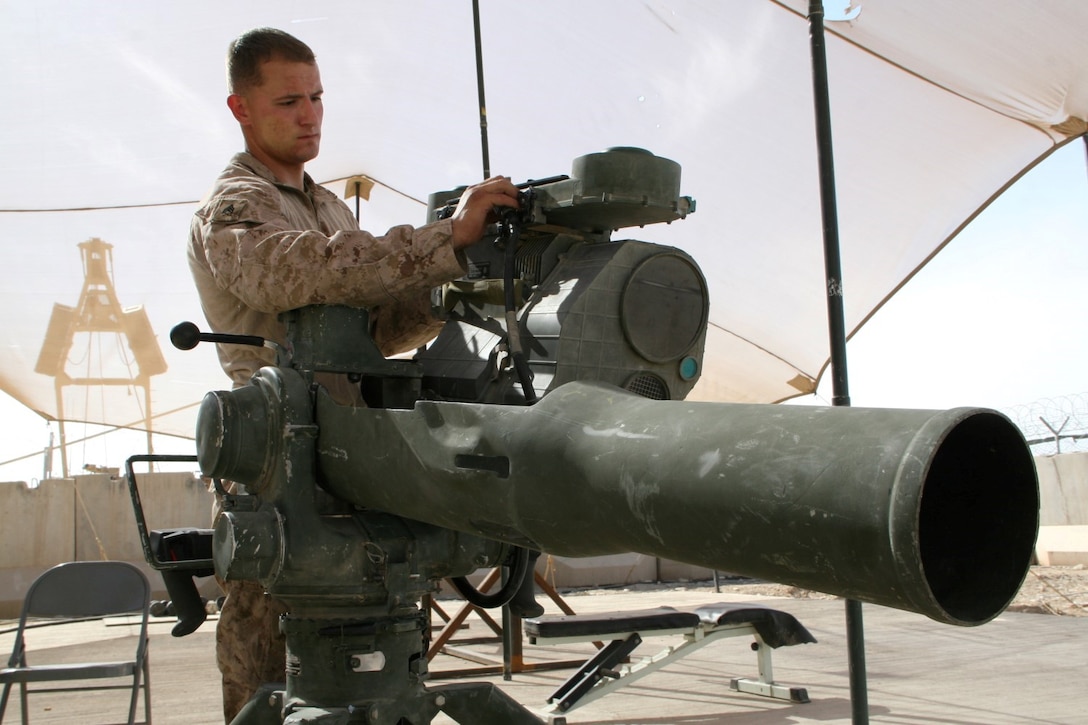 U.S. Marine Sgt. Michael M. Estes, 20, a native of Torrance, Calif., and electro-optical ordnance repairer with Combat Logistics Battalion 7, Regional Command (Southwest), performs maintenance on a Tube Launched Optically Tracked, Wire-guided missile system outside of the ordnance maintenance headquarters aboard Camp Leatherneck, Helmand province, Afghanistan, April 9, 2014. Estes deployed to Afghanistan during January 2014, and kept Marine Corps individual and heavy weapons optics in the fight during ongoing security operations and led redeployment and retrograde efforts of Marine Corps equipment from the region.