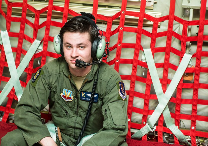 U.S. Air Force Senior Airman Todd Johnson,  71st Rescue Squadron HC-130 J Combat King II loadmaster, poses for a photo at Moody Air Force Base, Ga., July 11, 2014. Johnson has been a loadmaster for three years. (U.S. Air Force photo by Airman 1st Class Ceaira Tinsley/Released)