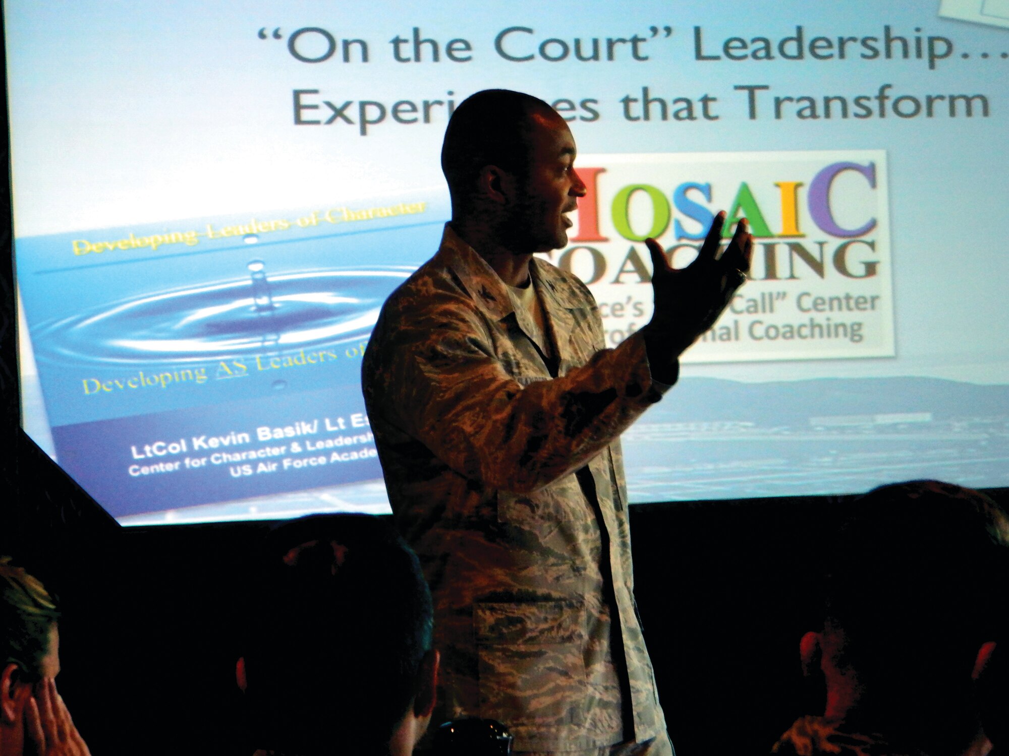 Col. Joseph Sanders, Center for Character and Leadership Development director, speaks at the Air Force Character, Ethics Development and Diversity Summit here July 9. (U.S. Air Force photo/Amber Baillie)