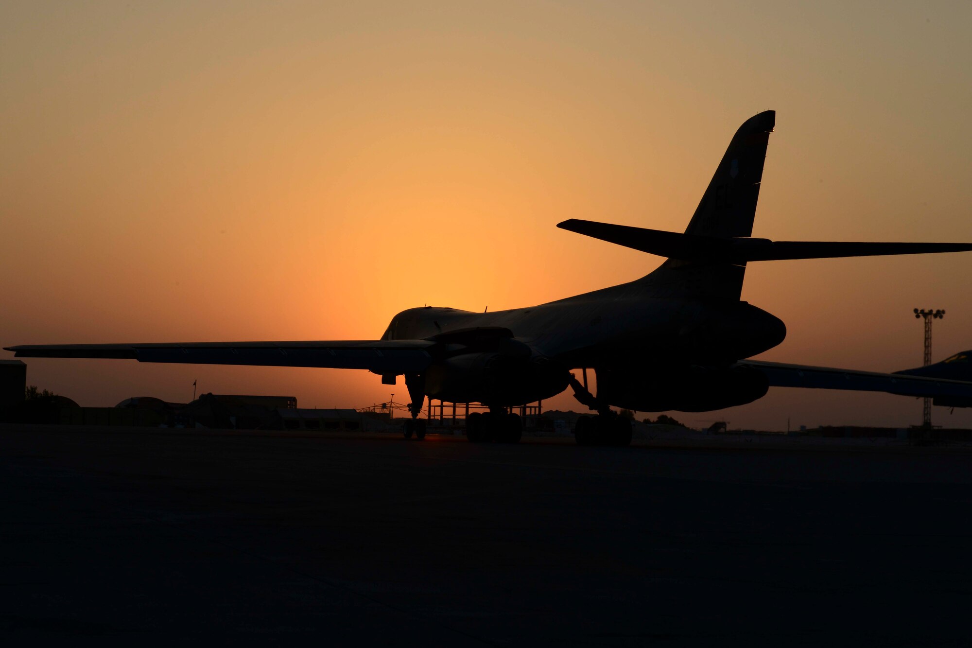 A B1-B Lancer begins taxiing for takeoff at Al Udeid Air Base, Qatar, July 8, 2014. The B1 provides combat air support to troops on the ground in support of Operation Enduring Freedom. (U.S. Air Force photo by Staff Sgt. Ciara Wymbs)