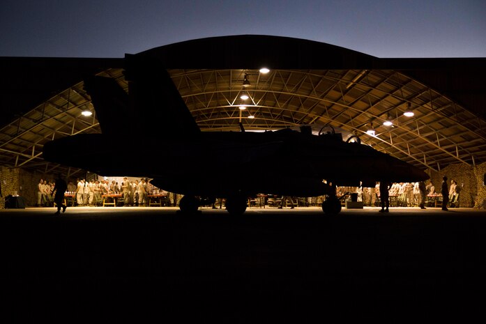 An F/A-18D Hornet sits outside one of the Marine All-Weather Fighter Attack Squadron 242 hangars aboard Royal Australian Air Force Base Tindal, Australia, June 28, during Exercise Southern Frontier 2014. Southern Frontier is an annual bilateral training exercise between the RAAF and the United States Marine Corps with a primary focus on offensive air support and enhancing military interoperability.  