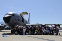 Employers from Utah and surrounding states pose for a group picture in front of a KC-135 on July 12, 2014, at Hill Air Force Base, Utah. The 419th Fighter Wing hosted Employer Appreciation Day sponsored by Employer Support of the Guard and Reserve. The purpose of EAD is to thank employers for their support, educate them about the Air Force Reserve and to offer a firsthand glimpse into their employee’s role in national defense. (U.S. Air Force photo/Senior Airman Allen Stokes)