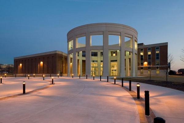 The a Huntsville Center Facilities Repair and Renewal Program contract, the lighting of the exterior of Building 64, Lincoln Hall at Fort McNair in Washington, D.C., as well as the exterior of the building, front doors, windows, metal and wood trim, and signage were kept in good condition by making necessary repairs and correcting problems.