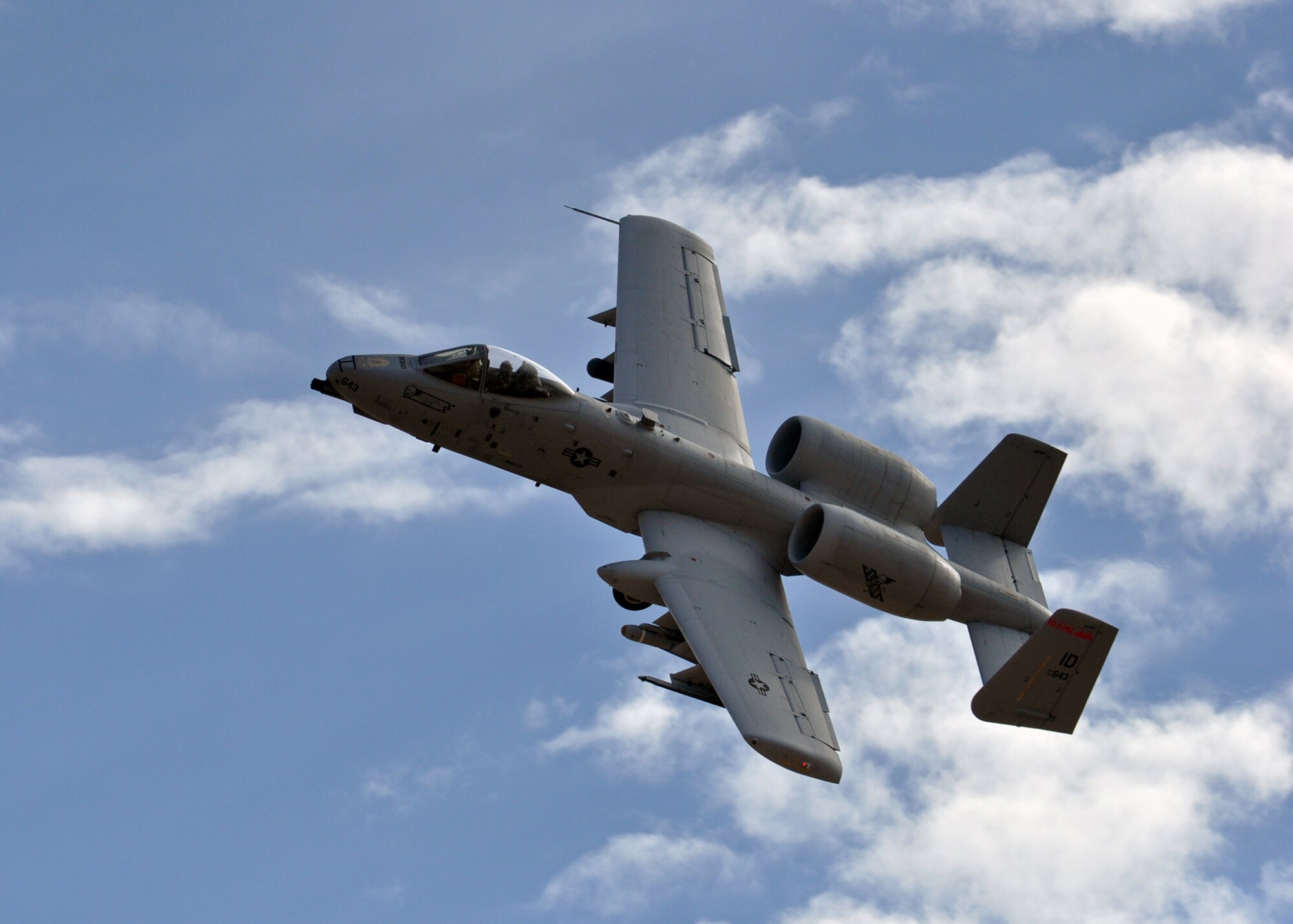 U.S. Air Force A-10 Thunderbolt II flies during the 2014 Hawgsmoke Competition at Barry M. Goldwater Range II in Tucson, Ariz., July 10, 2014. Hawgsmoke is a biennial worldwide A-10 bombing, missile, and tactical gunnery competition, which was derived from the discontinued “Gunsmoke” Air Force Worldwide Gunnery Competition. (U.S. Air Force photo by Capt. Susan Harrington/Released)