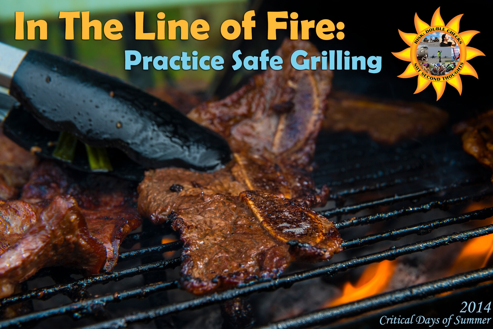 According to the Air Force Safety Center, there were 16,600 injuries involving grills in 2011. Approximately half were burn injuries and more than one-quarter involved children under five years of age. Additionally, almost one-third of these injuries occurred when lighting the grill. For more information on grilling safety and the 2014 Critical Days of Summer, visit the Air Force Safety Center website at http://www.afsec.af.mil/criticaldaysofsummer/index.asp (U.S. Air Force illustration by Airman 1st Class Ryan Callaghan/Released)
