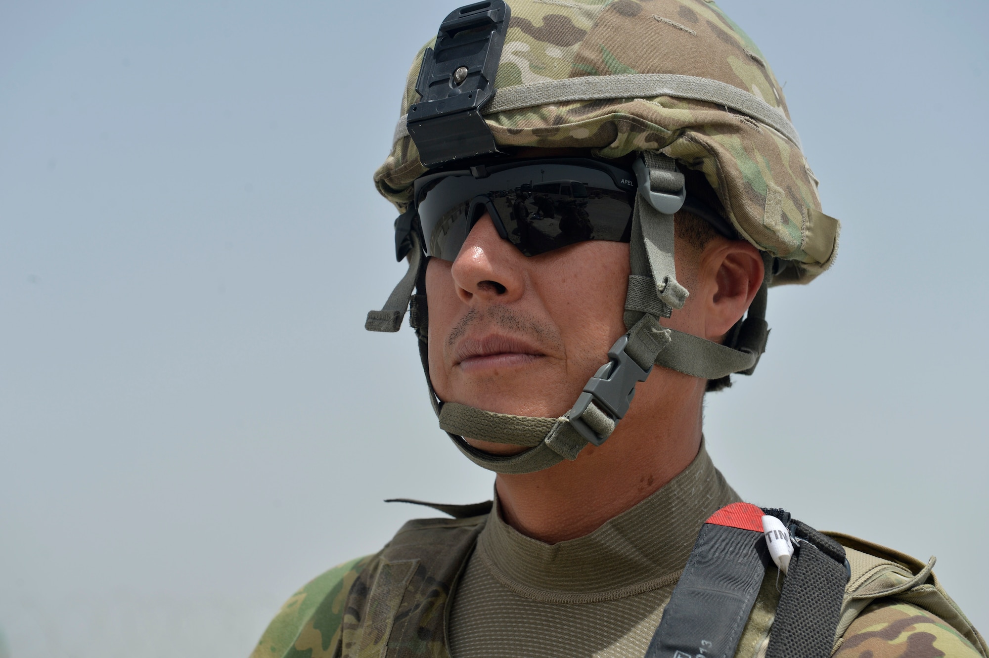 Staff Sgt. Jesus Yanez  stands at his post July 2, 2014, on Bagram Airfield, Afghanistan. Yanez has served in four military branches throughout his career. He is a 455th Expeditionary Base Defense Squadron defender. (U.S. Air Force photo/Staff Sgt. Evelyn Chavez)