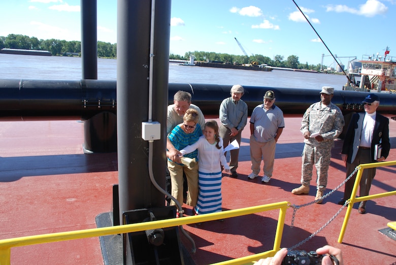 Thomas George's family christens the vessel bearing his name which will carry on the legacy of its namesake as it benefits the Mississippi River and those who depend on it.