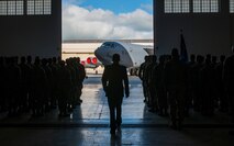 Col. Jason Armagost, 5th Bomb Wing commander, walks to his B-52H Stratofortress after the 5th BW Change of Command ceremony on Minot Air Force Base, N.D., July 14, 2014. At the ceremony Col. Alex Mezynski relinquished command of the 5th BW to Armagost. (U.S. Air Force photo/Senior Airman Stephanie Morris)
