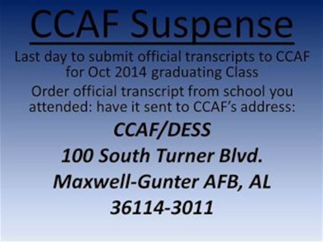 ccaf address to send transcripts