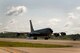 A KC-135R Stratotanker lands at Grissom Air Reserve Base, Ind., July 16, 2014. The aircraft was the first KC-135R that arrived following relocation to Wright-Patterson Air Force Base, Ohio on June 1 for a $3.2 million project that added expansion joints in the runway. (U.S. Air Force photo/Staff Sgt. Ben Mota)