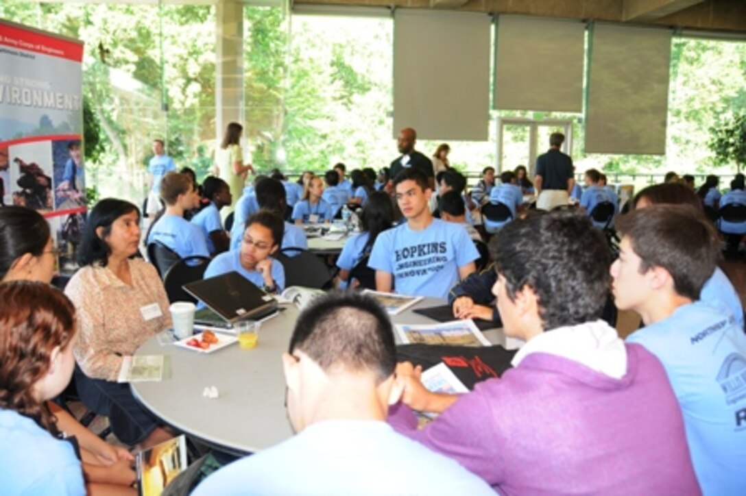 Chemical Engineer Mona Ponnapali, U.S. Army Corps of Engineers, Baltimore District, speaks to students regarding her career as an engineer with the Corps at the Career Connections Program on July 16. 