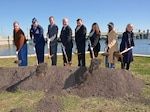 Adjutant general of Florida, Air Force Maj. Gen. Emmett Titshaw Jr. (second from left), joins state and local dignitaries in breaking-ground on the Seawall Rehabilitation Project in downtown St. Augustine, Feb. 13, 2012. Soldiers and Airmen helped kick off the $6.3 million project to restore a 175-year-old seawall stretching south along the bay front from the city's center to the Florida National Guard headquarters.