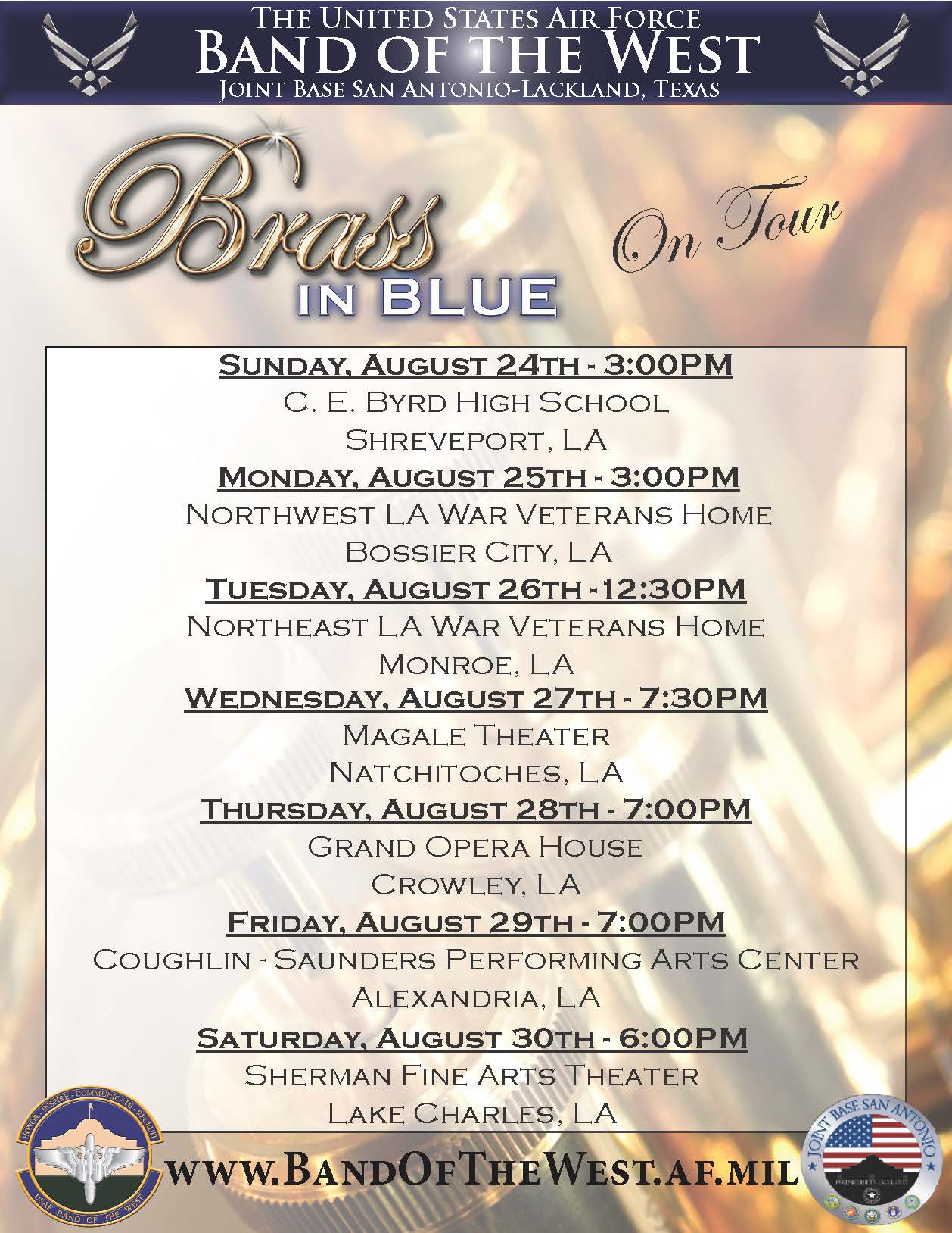Brass in Blue August 2014 Tour Flyer