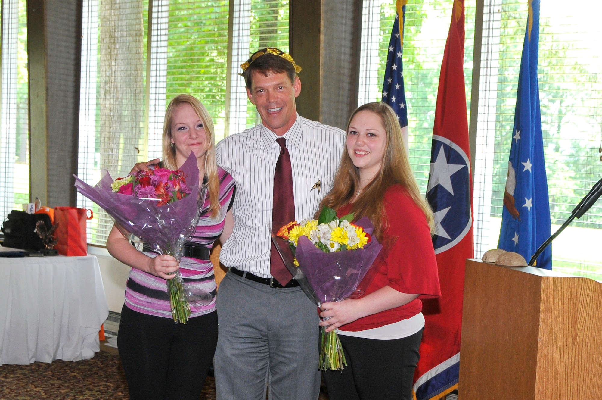 Dr. Doug Blake’s two daughters, Danielle and Taylor, were among those who attended the luncheon. (Photo by Jacqueline Cowan)