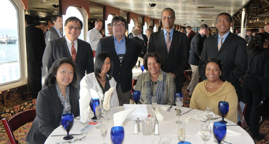The Panama Canal delegation at the Congress dinner banquet aboard the San Francisco Belle.  L-R: Johnny Wong, Carlos Gallegos (Spain), Rogelio Gordon, Captain Arcelio Hartley, and guests.