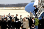 President Barack Obama greets troops from U.S. Forces Iraq as they arrive home from Iraq on Joint Base Andrews, Md., Dec. 20, 2011.