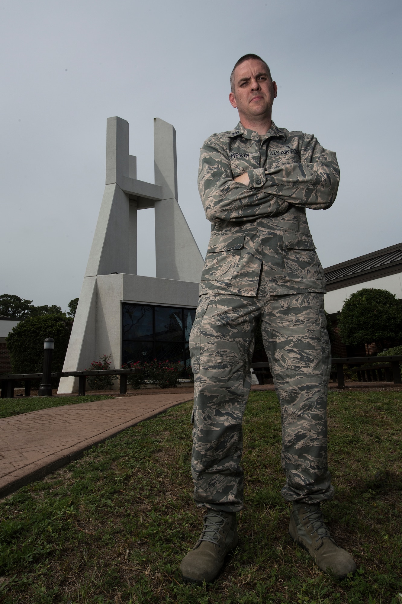 Chaplain (Capt.) Doug Lumpkin, 1st Special Operations Wing, poses for a photo at Hurlburt Field, Fla., July 18, 2014. Lumpkin is the chaplain for the 1st Special Operations Maintenance Group and is responsible for advising leadership, conducting worship services, and caring for Airmen and their families. (U.S. Air Force photo/Airman 1st Class Jeff Parkinson)