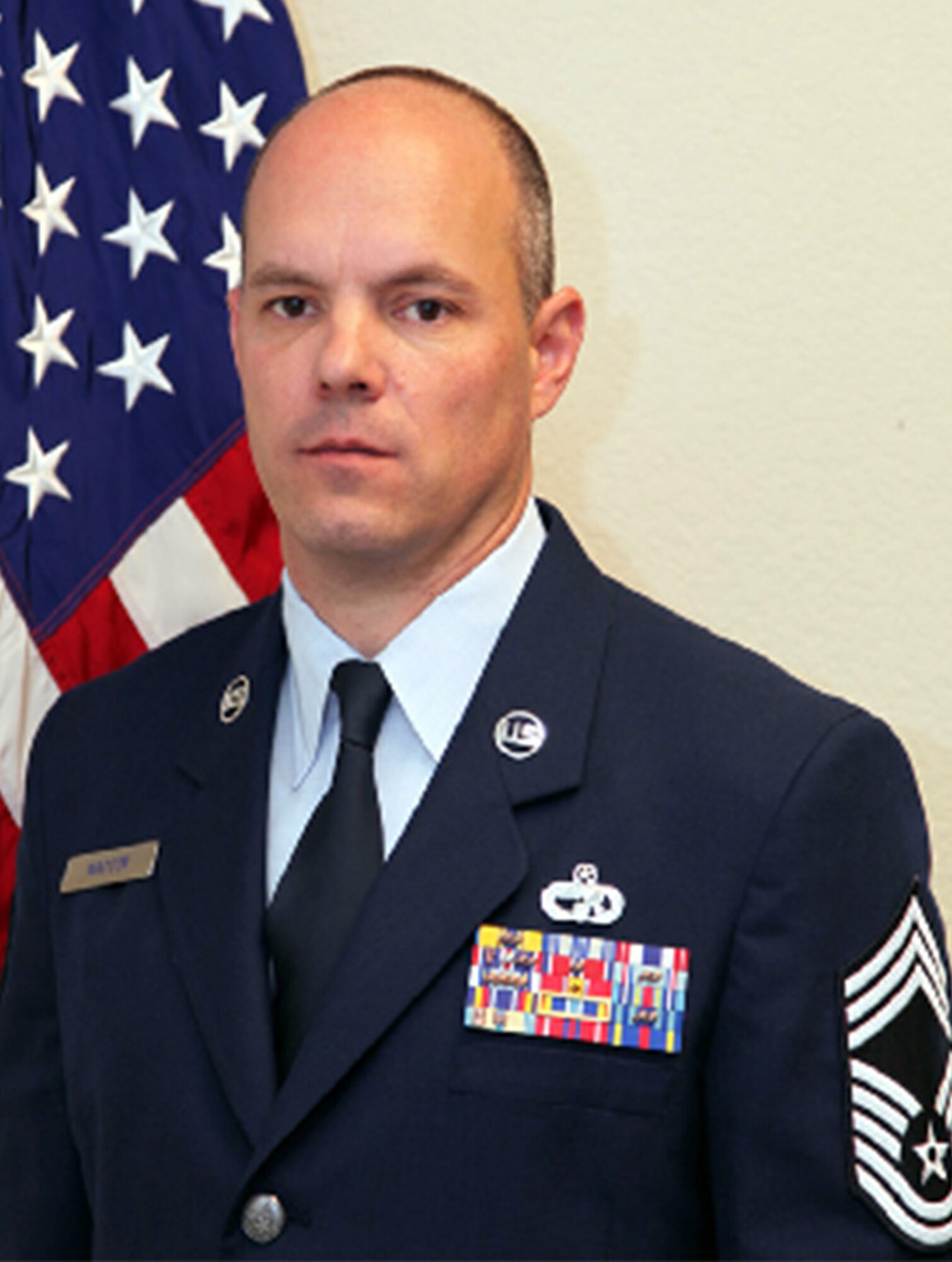 TRAVIS AIR FORCE BASE, Calif. -- Chief Master Sgt. Jayson J. Watson is Operations Superintendent, 82nd Aerial Port Squadron, 349th Air Mobility Wing, Travis Air Force Base, Calif.  The 82nd Aerial Port Squadron wartime mission provides qualified personnel and equipment essential to the deployment, sustainment and redeployment of DOD operations. (U.S. Air Force photo / Patricia Schwab-Holloway)