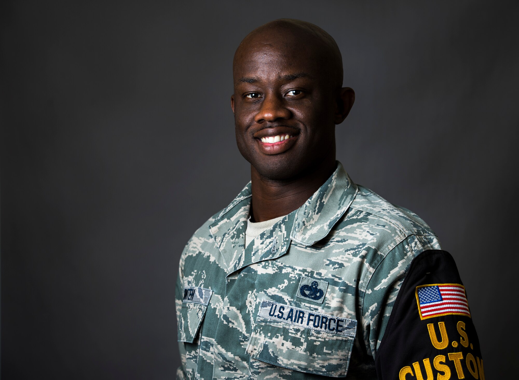 This week's Rock Solid Warrior is Master Sgt. Muhammed Conteh. Conteh is a customs manager with the 386th Expeditionary Logistics Readiness Squadron. The Brooklyn, New York native is deployed from the 6th Logistics Readiness Squadron, MacDill Air Force Base, Florida. (U.S. Air Force photo by Staff Sgt. Jeremy Bowcock)