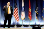 Craig Fugate, administrator of the Federal Emergency Managment Agency, addresses attendees at the 2012 Domestic Preparedness Workshop at the Gaylord National Harbor Convention Center near Washington, D.C., on Feb. 23, 2012. Fugate touched on a re-tooling of the national disaster response strategy to ensure a streamlined process for response assests to get to the disaster site.