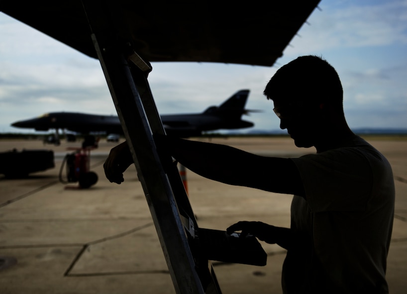 U.S. Air Force Staff Sgt. Kevin MacDonald, 7th Equipment Maintenance Squadron aerospace repair and reclamation craftsman, views aircraft electronic technical orders July 16, 2014, at Dyess Air Force Base, Texas. With the use of this technology, EMS personnel validate accurate and precise maintenance on the aircraft they are working on. (U.S. Air Force photo by Airman 1st Class Kedesha Pennant/Released)