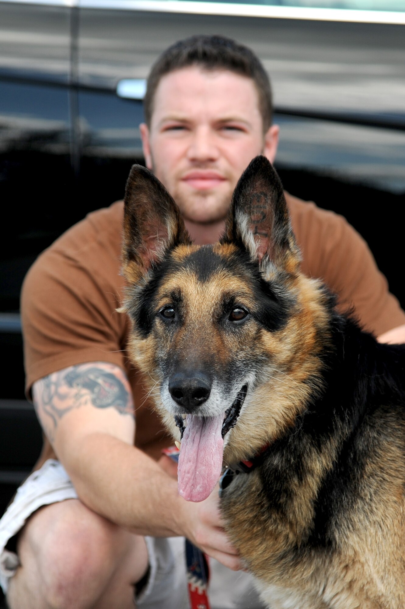 Military working dog Brix has deployed to Afghanistan, the Horn of Africa and served two tours in Iraq. Brix's health took a turn for the worse when he started having hip problems and is preparing to be put to rest  July 18, 2014 at Scott Air Force Base, Ill. Brix was awarded a Navy Marine Corp Achievement medal and an Army Commendation medal while being deployed in Iraq. He retired in 2011 upon returning from a deployment. (U.S Air Force photo/ Senior Airman Tristin English)