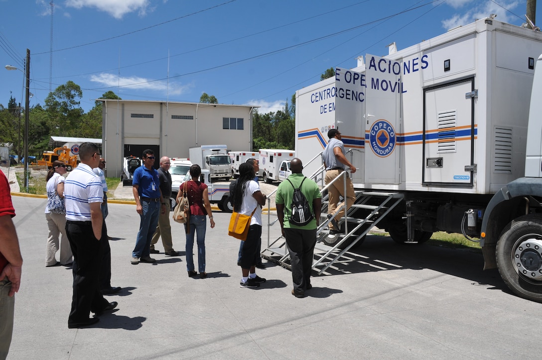 Joint Task Force-Bravo servicemembers conducted a visit to the Permanent Contingency Commission, the Honduran FEMA equivalent, in Tegucigalpa, Honduras to learn about disaster relief capabilities and be familiarized with the Honduran emergency management team.(Photos by Ana Fonseca)