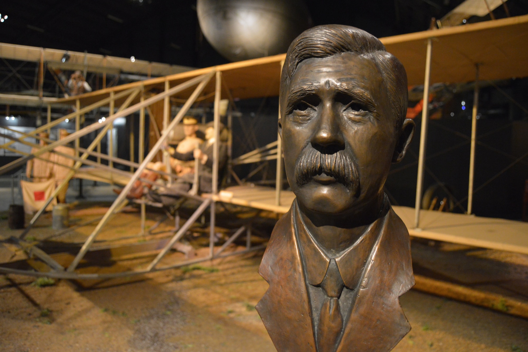 DAYTON, Ohio - A bronze bust honoring the first aviation mechanic, Charles E. Taylor, is now on permanent display in the National Museum of the U.S. Air Force's Early Years Gallery. (U.S. Air Force photo by Ken LaRock) 
