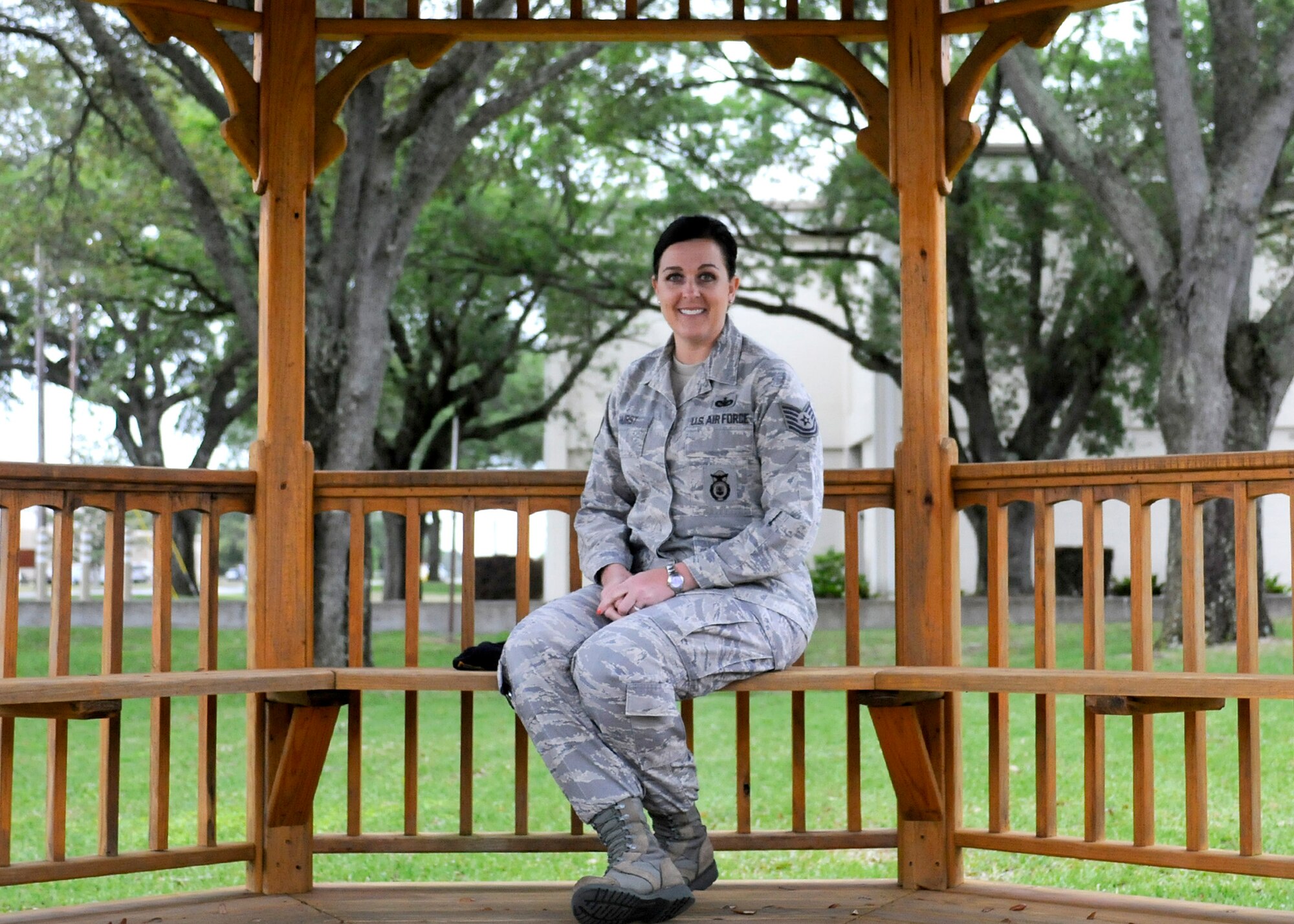 Tech. Sgt. Camille Hurst is second-in-charge as a combat arms instructor in the 419th Security Forces Squadron. (U.S. Air Force photo/Senior Airman Allen Stokes)
