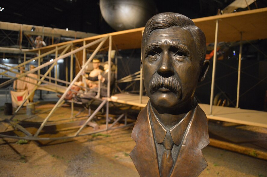 A bronze bust honoring the first aviation mechanic, Charles E. Taylor, is now on permanent display in the National Museum of the U.S. Air Force's Early Years Gallery. The museum is located near Dayton, Ohio. Taylor designed and built the engine that made the Wright brother’s pioneering powered flights possible. (U.S. Air Force photo/Ken LaRock)