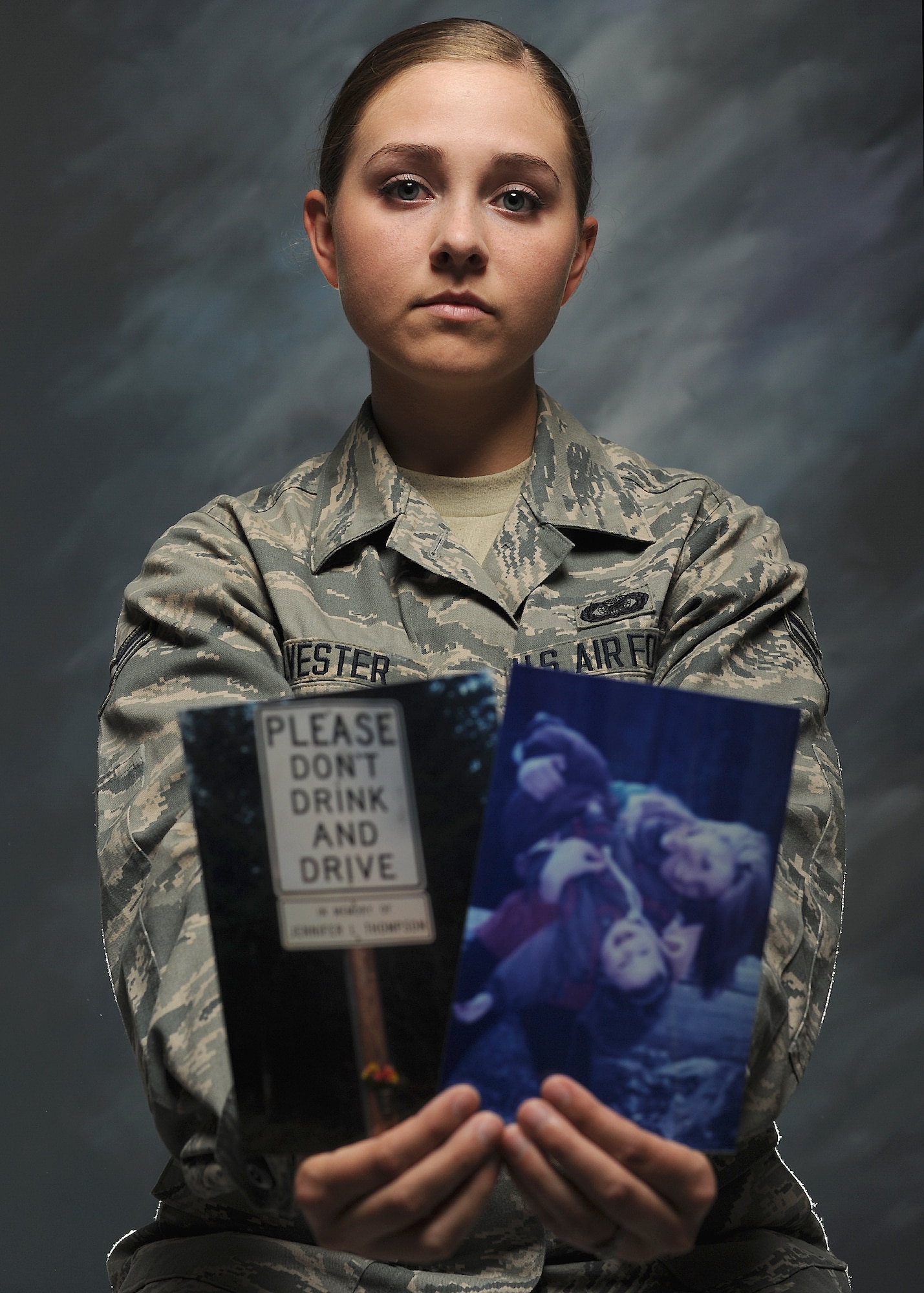 Airman 1st Class Madison Sylvester shares the story of how her first scar became her reason for never driving while under the influence of alcohol. Sylvester is a 319th Air Base Wing Public Affairs broadcaster. (U.S. Air Force photo/Senior Airman Xavier Navarro)