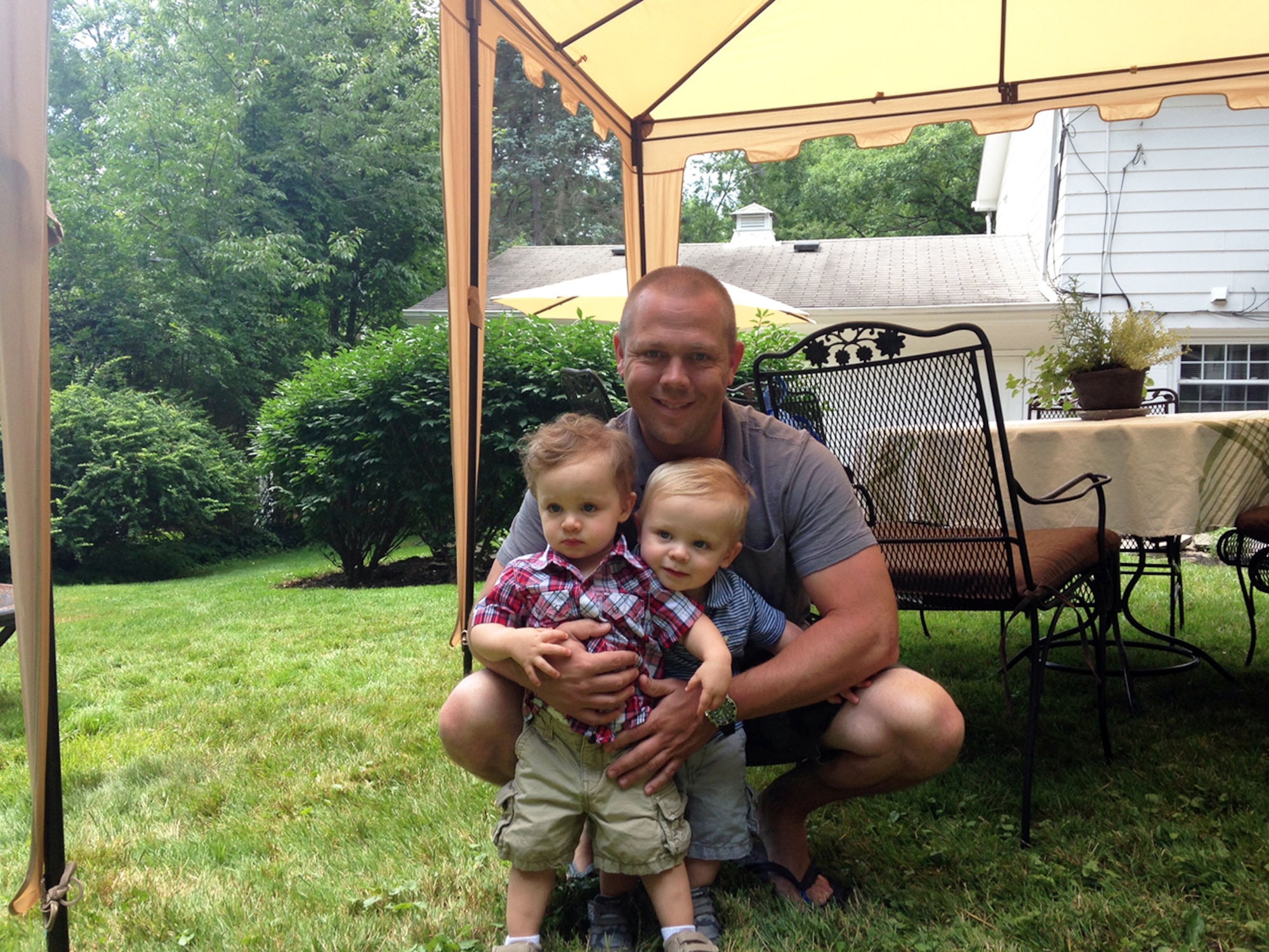 Staff Sgt. Mark Treat, a hunter, has taught his sons, Jake, left, and Sam to blow duck calls. (Contributed photo)