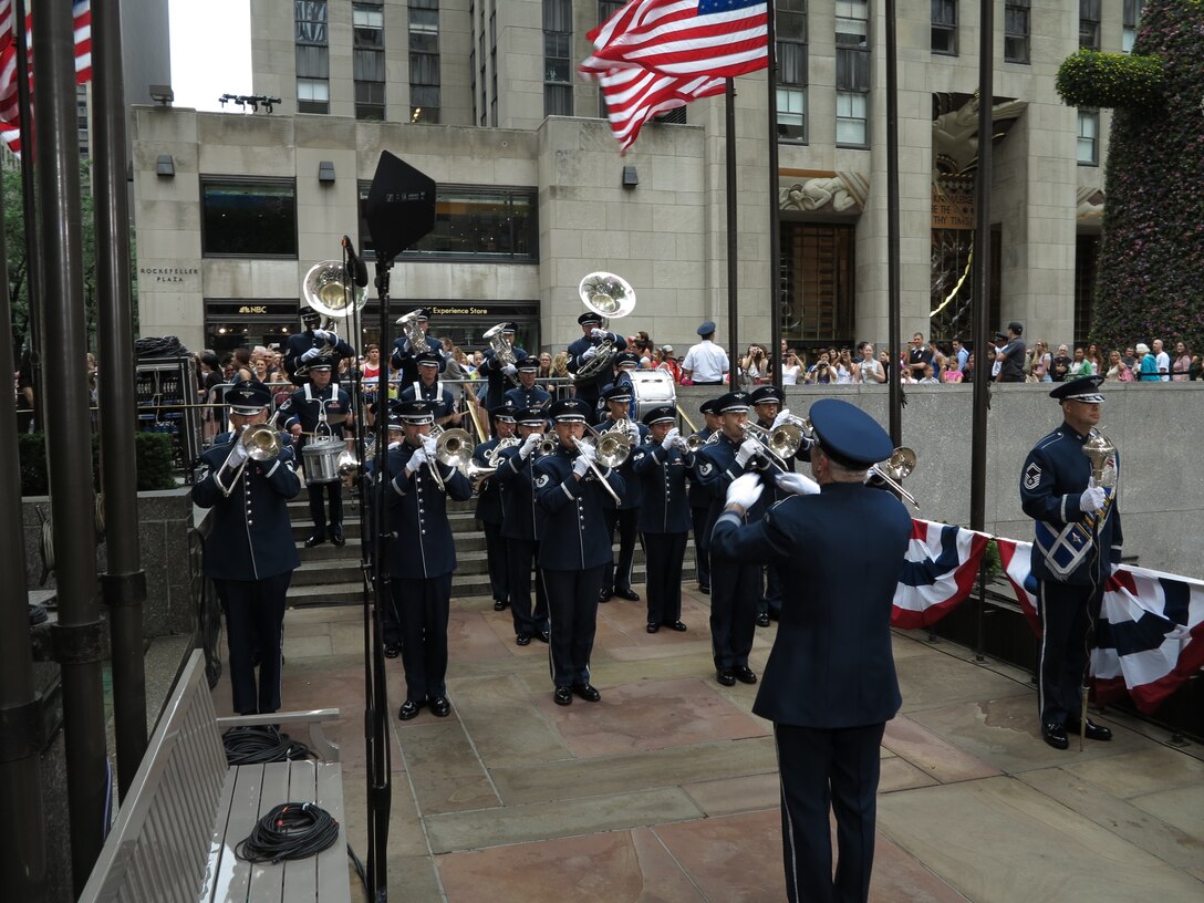 The Ceremonial Brass gives a live performance for NBC's "Today Show," July 4, 2014, celebrating our nation's Independence Day. (US Air Force photo by TSgt Brandon Chaney/released)