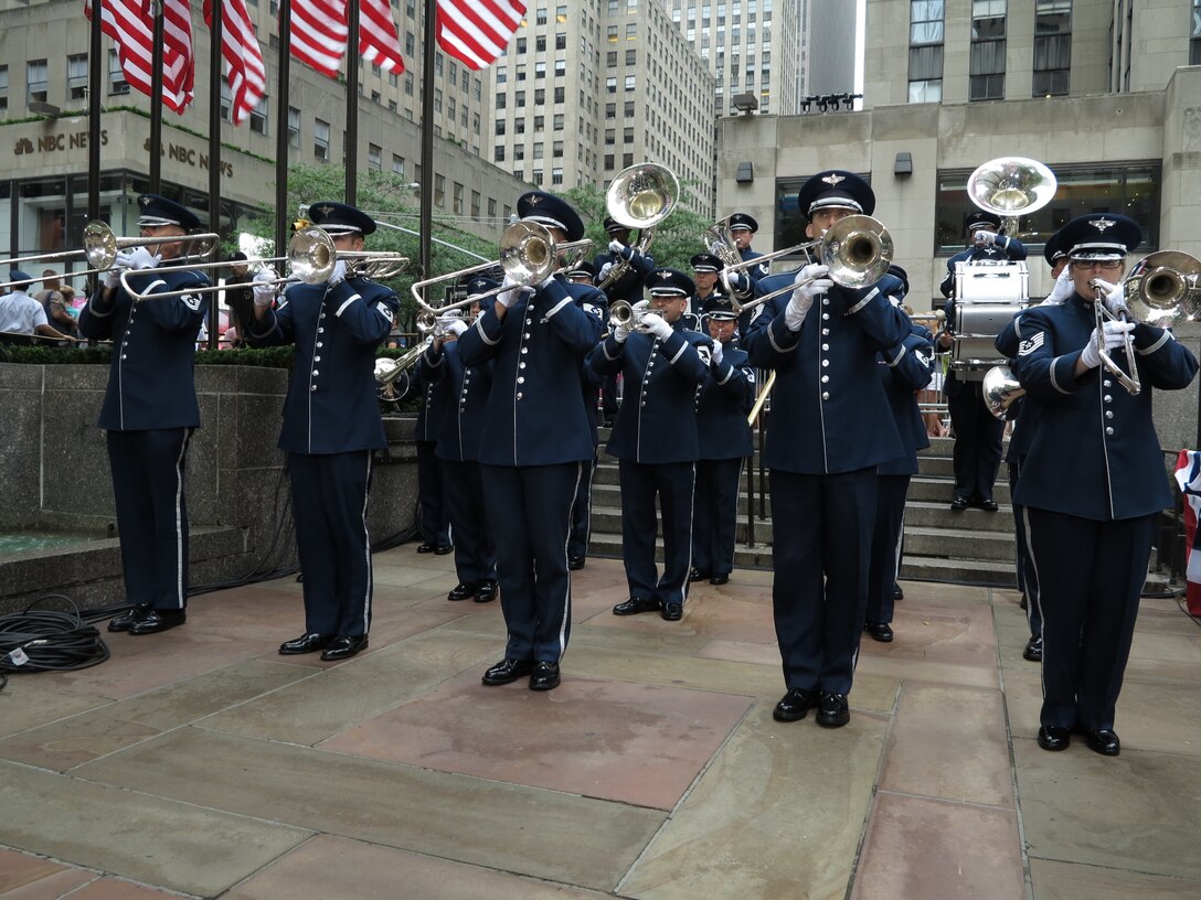 The Ceremonial Brass gives a live performance for NBC's "Today Show," July 4, 2014, celebrating our nation's Independence Day. (US Air Force photo by TSgt Brandon Chaney/released)