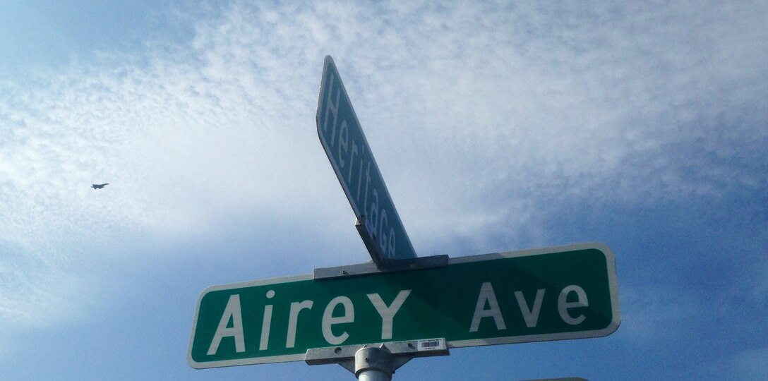 Team Tyndall officials renamed Tyndall's main road, Illinois Avenue, to Airey Avenue to honor the first Chief Master Sgt. of the Air Force and Bay County, Fla. resident Paul W. Airey during a ceremony July 22. (U.S. Air Force photo by Senior Airman Christopher Reel)