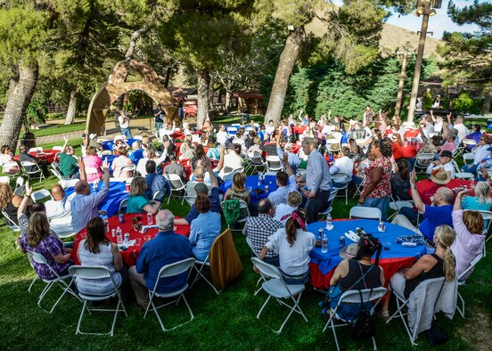 The Edwards AFB Civilian-Military Support Group held their annual barbecue July 18 at Hacienda Lane Ranch in Palmdale, Calif. The event also marked the group's 25th anniversary, which boasted the largest crowd they’ve had yet. (U.S. Air Force photo by Rebecca Amber)