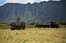High Mobility Artillery Rocket System (HIMARS) at Marine Corps Training Area Bellows during the Advanced Warfighting Experiment (AWE)