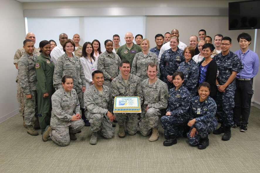 The first ever pediatric critical care training class at the United States Hospital Okinawa, Japan, prepares to celebrate the end of their course. (Courtesy photo)
