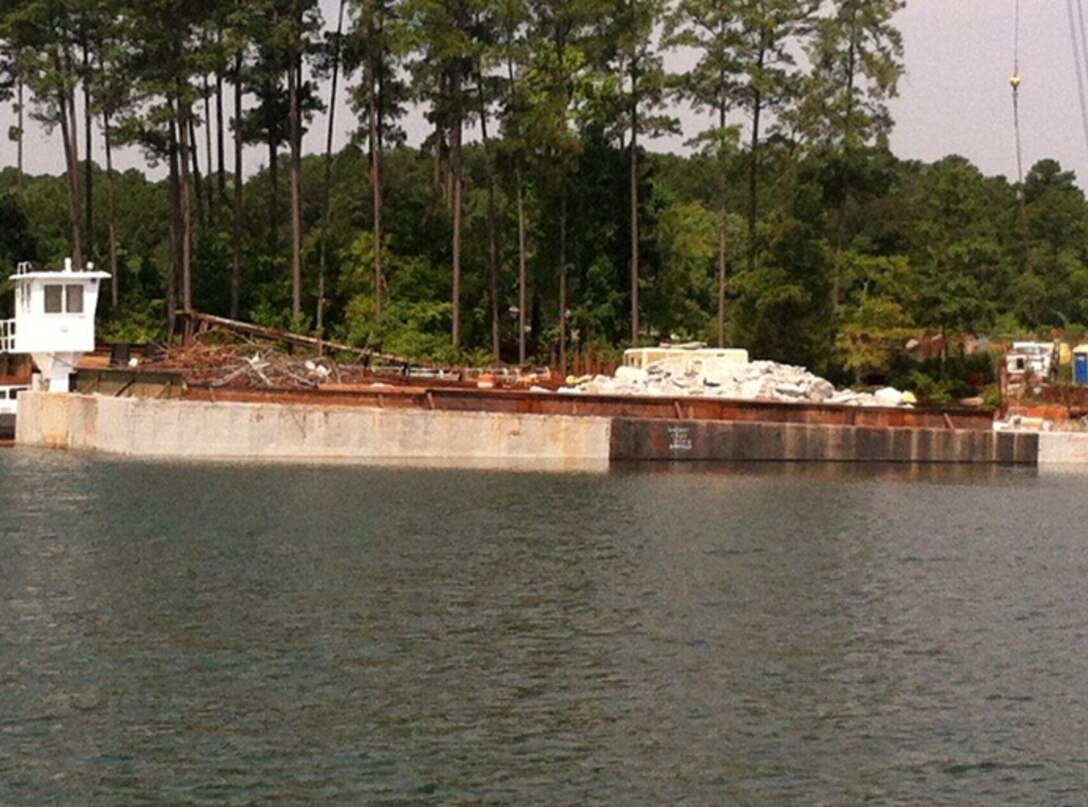 Crews will use a barge to submerge concrete pieces into J. Strom Thurmond Lake, where they will serve as fish attractors.